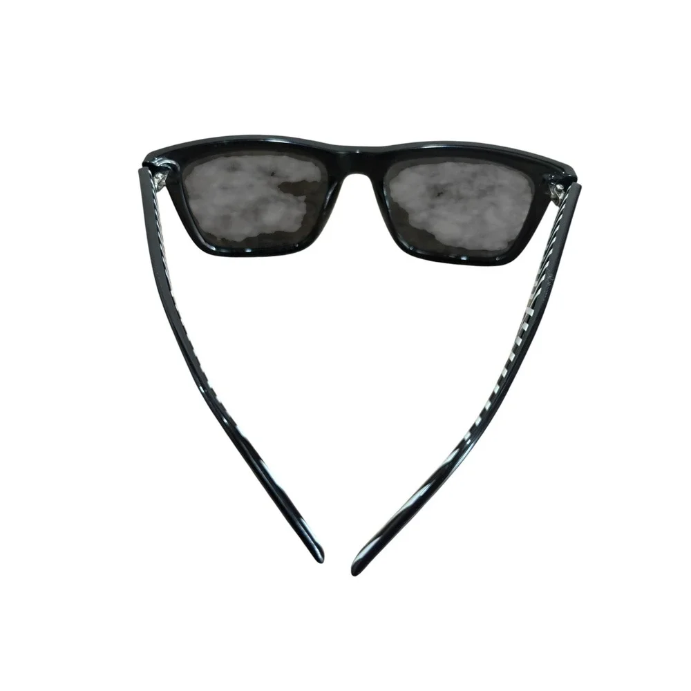 Lacoste L750S Mens Black Square Sunglasses Grey Lenses Striped Temple Classic UV